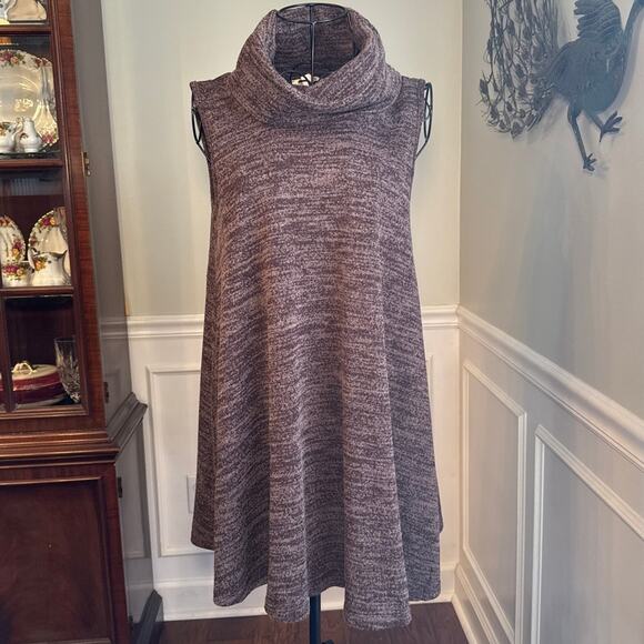 Aryeh Dresses & Skirts - Aryeh Womens Sleeveless Cowl Neck Sweater Tunic Dress Size M Marled Brown Knit